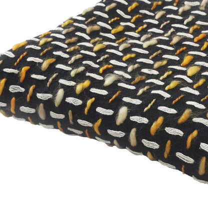 Black and Blue Woven Cotton Geometric Throw Blanket