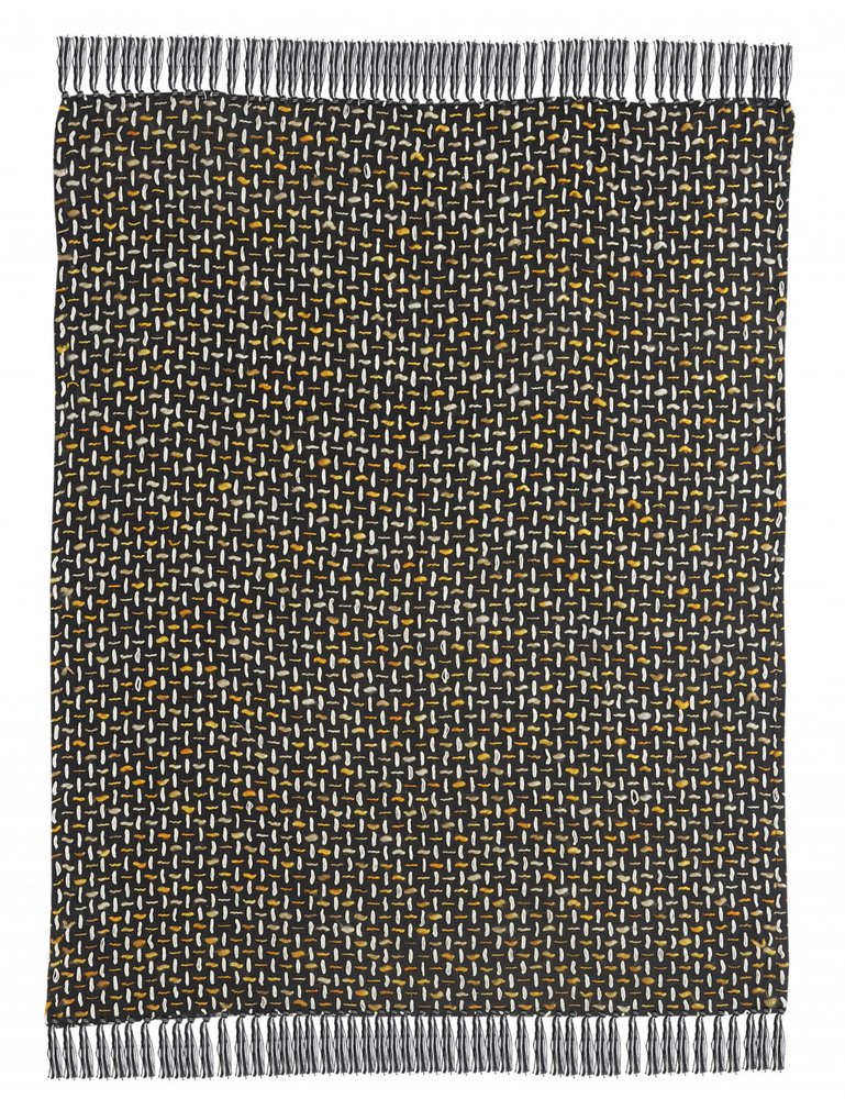Black and Blue Woven Cotton Geometric Throw Blanket