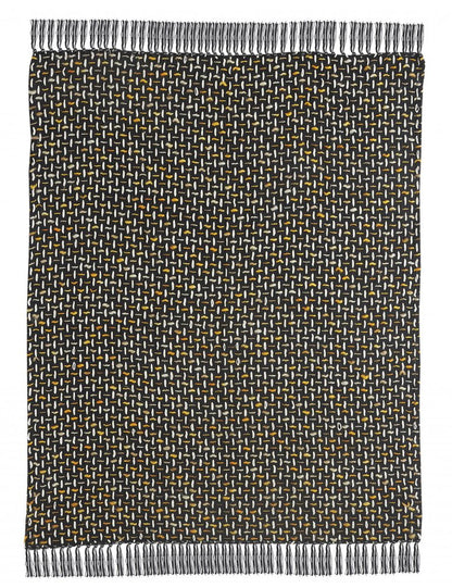 Black and Blue Woven Cotton Geometric Throw Blanket