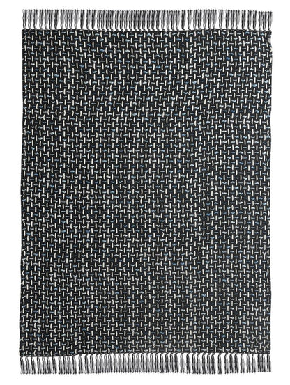 50" X 60" Black And Gold Geometric Cotton Woven Throw Blanket with Tassels