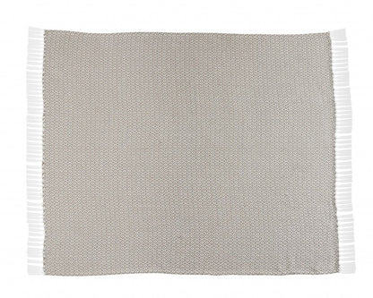 50" X 60" Tan Woven Cotton Geometric Throw Blanket with Fringe