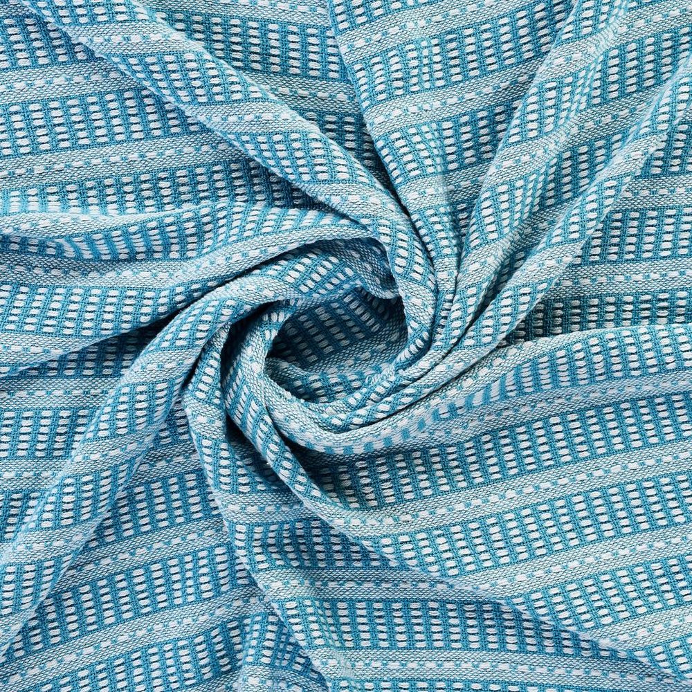 Blue and White Woven Cotton Striped Throw Blanket