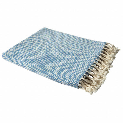 50" X 60" Gray Woven Cotton Geometric Throw Blanket with Fringe