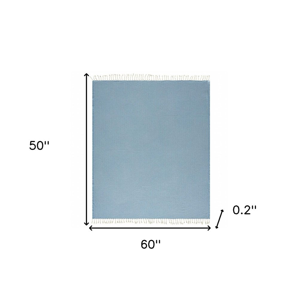 50" X 60" Yellow Woven Cotton Geometric Throw Blanket with Fringe