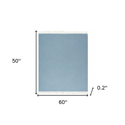 50" X 60" Gray Woven Cotton Geometric Throw Blanket with Fringe