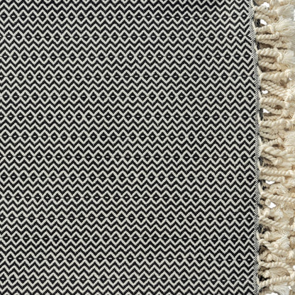 50" X 60" Gray Woven Cotton Geometric Throw Blanket with Fringe