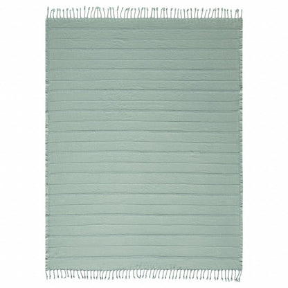 Green Woven Cotton Striped Throw Blanket