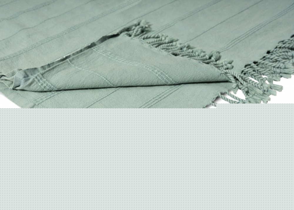 Green Woven Cotton Striped Throw Blanket