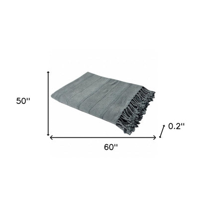 Red Woven Cotton Striped Throw Blanket