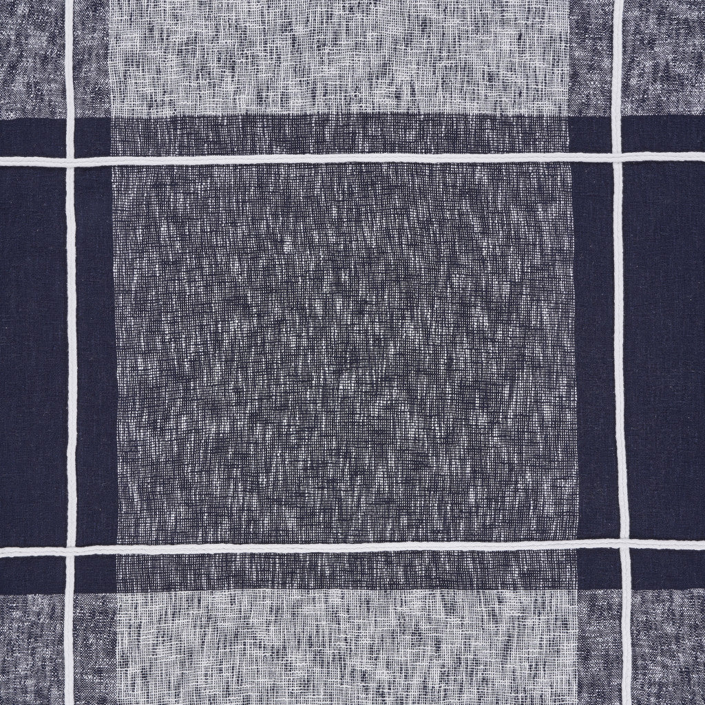 Blue and White Woven Cotton Checkered Throw Blanket