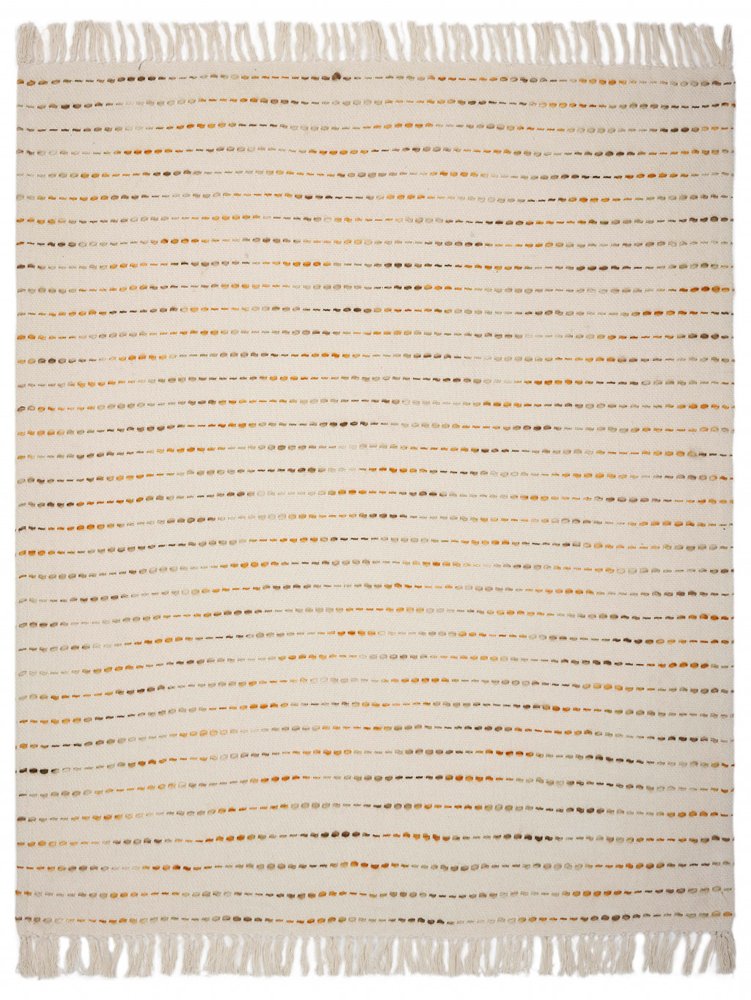 50" X 60" Cream Kantha Cotton Striped Throw Blanket with Embroidery
