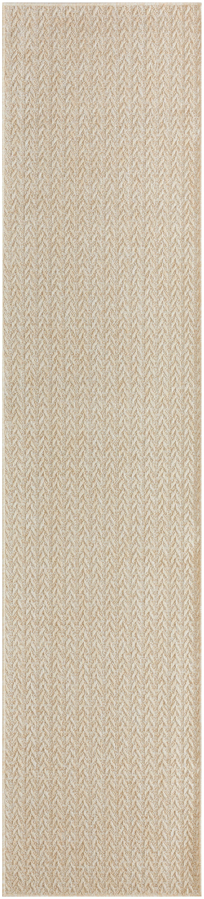 Beige woven runner rug with subtle chevron texture; natural fiber look, hallway/entryway decor.