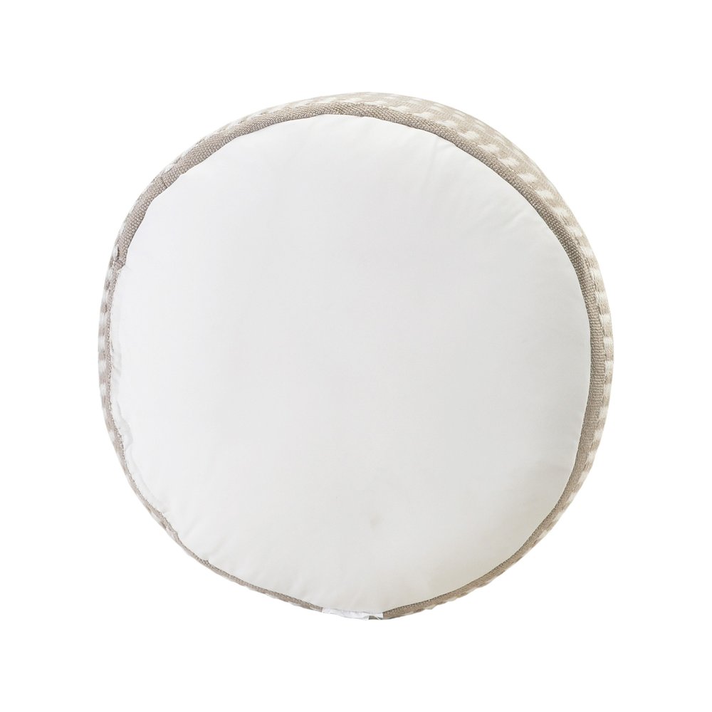 20" Orange Polyester Round Striped Indoor Outdoor Pouf Ottoman