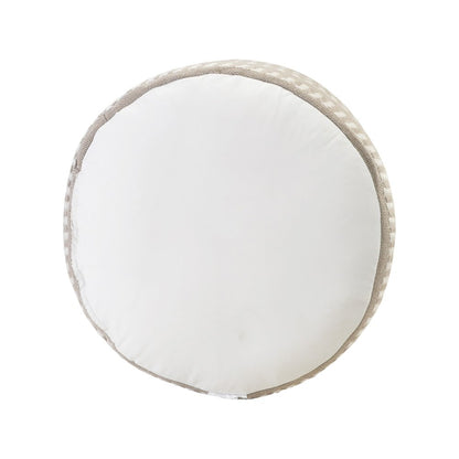 20" Orange Polyester Round Striped Indoor Outdoor Pouf Ottoman