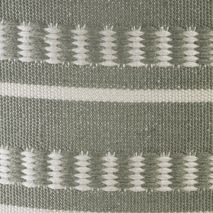 20" Brown Polyester Round Striped Indoor Outdoor Pouf Ottoman