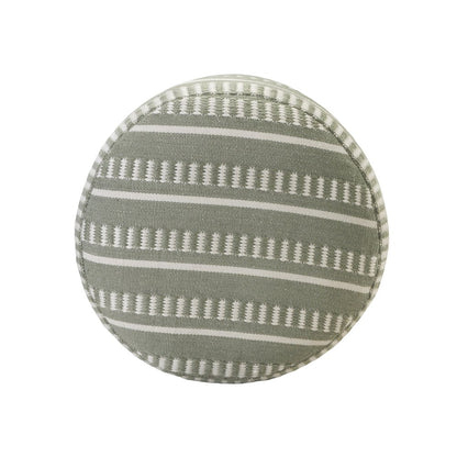 20" Orange Polyester Round Striped Indoor Outdoor Pouf Ottoman