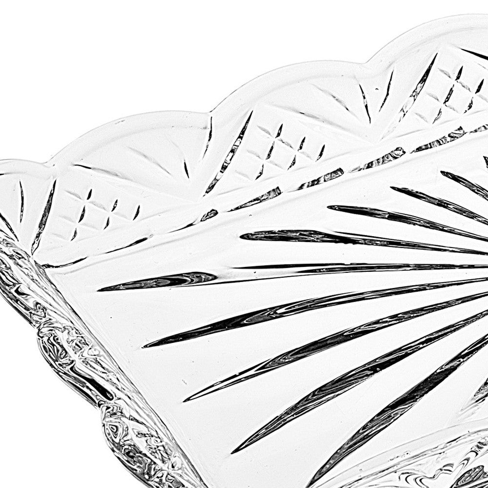 10" Clear Rectangular Cut Crystal Serving Tray