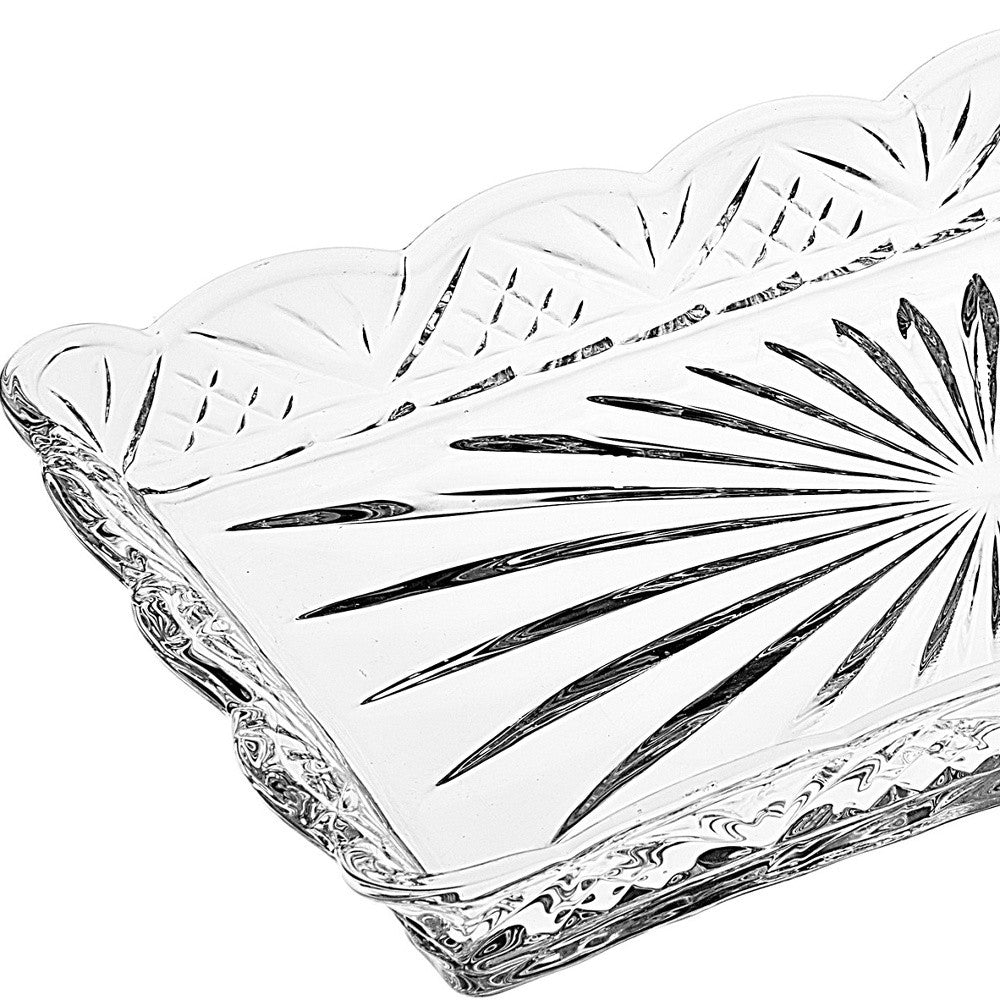 10" Clear Rectangular Cut Crystal Serving Tray