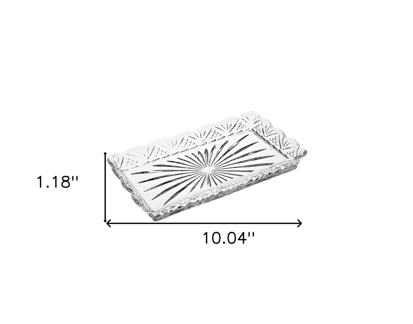 10" Clear Rectangular Cut Crystal Serving Tray