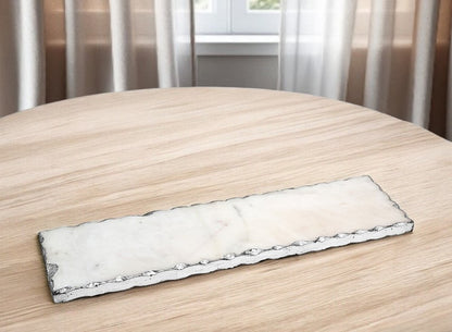 18" White Rectangular Marble Vanity Tray