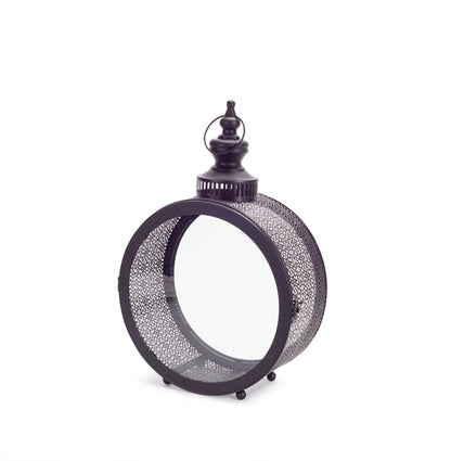 18" Black Ornate Metal Centerpiece Lantern Candle Holder