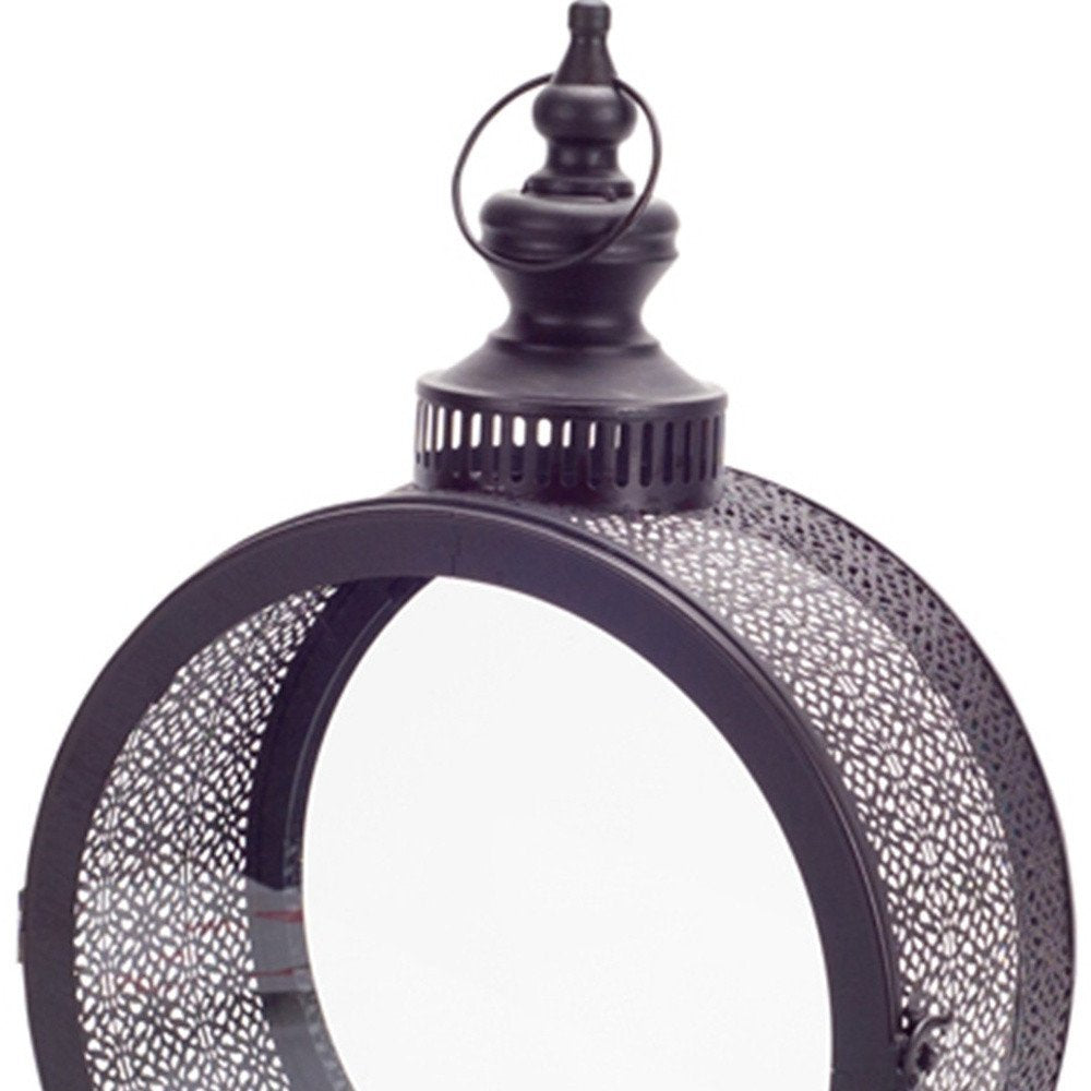18" Black Ornate Metal Centerpiece Lantern Candle Holder
