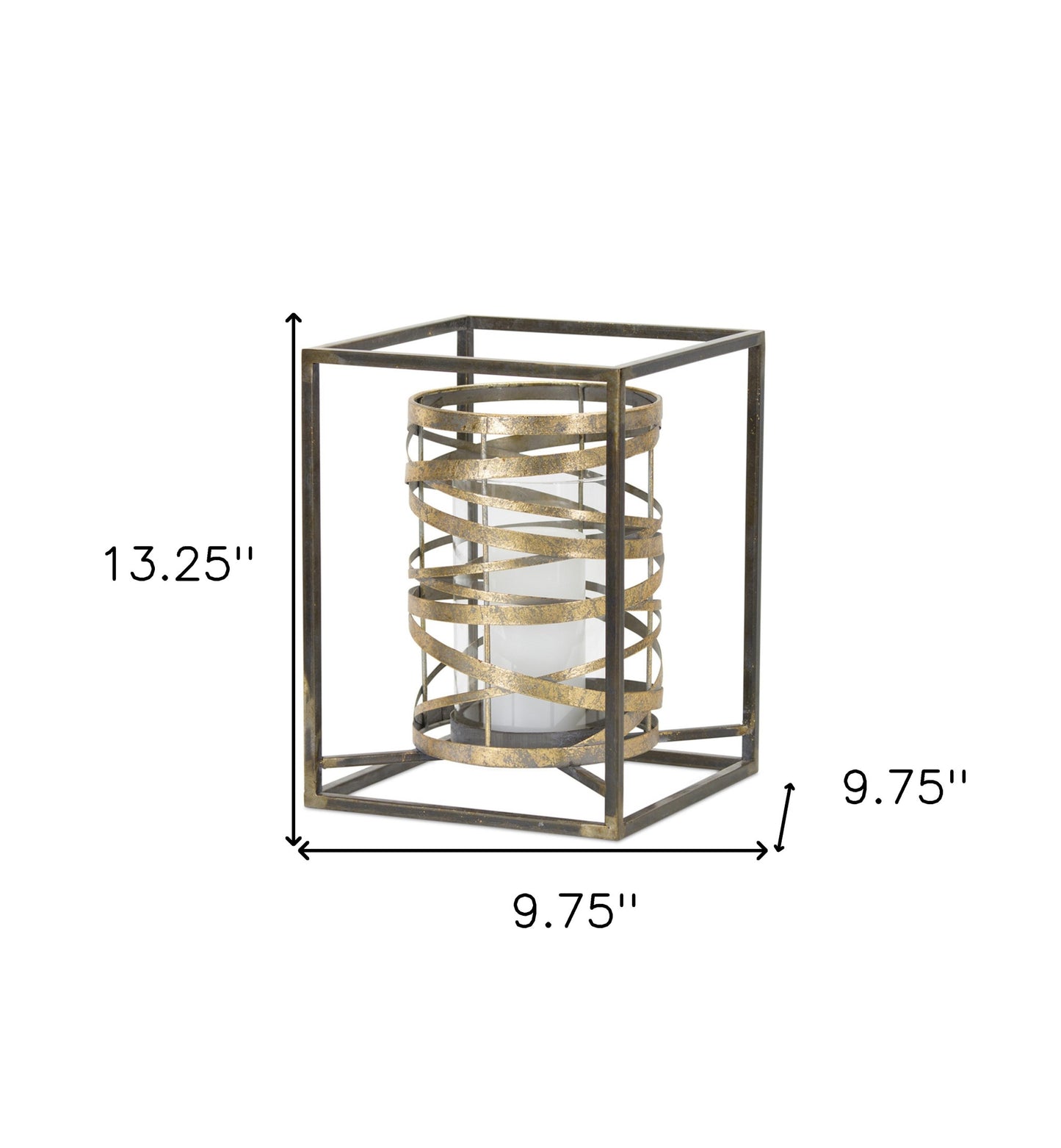 13" Black Flameless Floor Hurricane Candle Holder