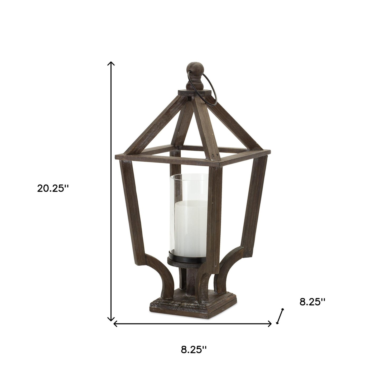 20" Brown Flameless Floor Hurricane Candle Holder