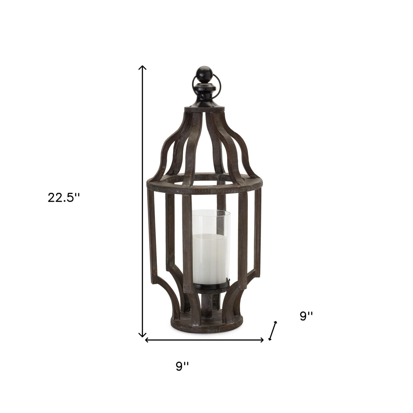 23" Brown Flameless Floor Hurricane Candle Holder