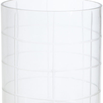 12" Silver And Clear Geometric Iron And Glass Tabletop Hurricane Candle Holder