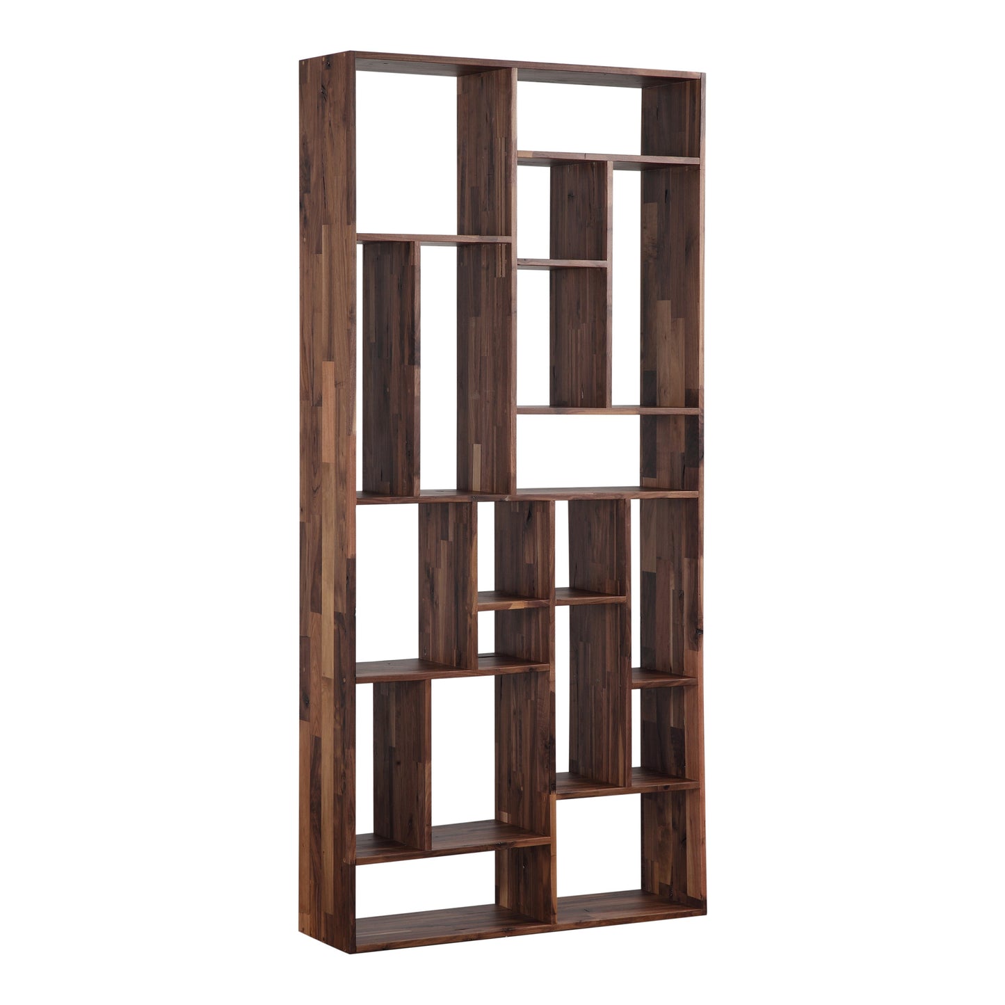 86" Natural and Brown Wood Ten Tier Bookcase