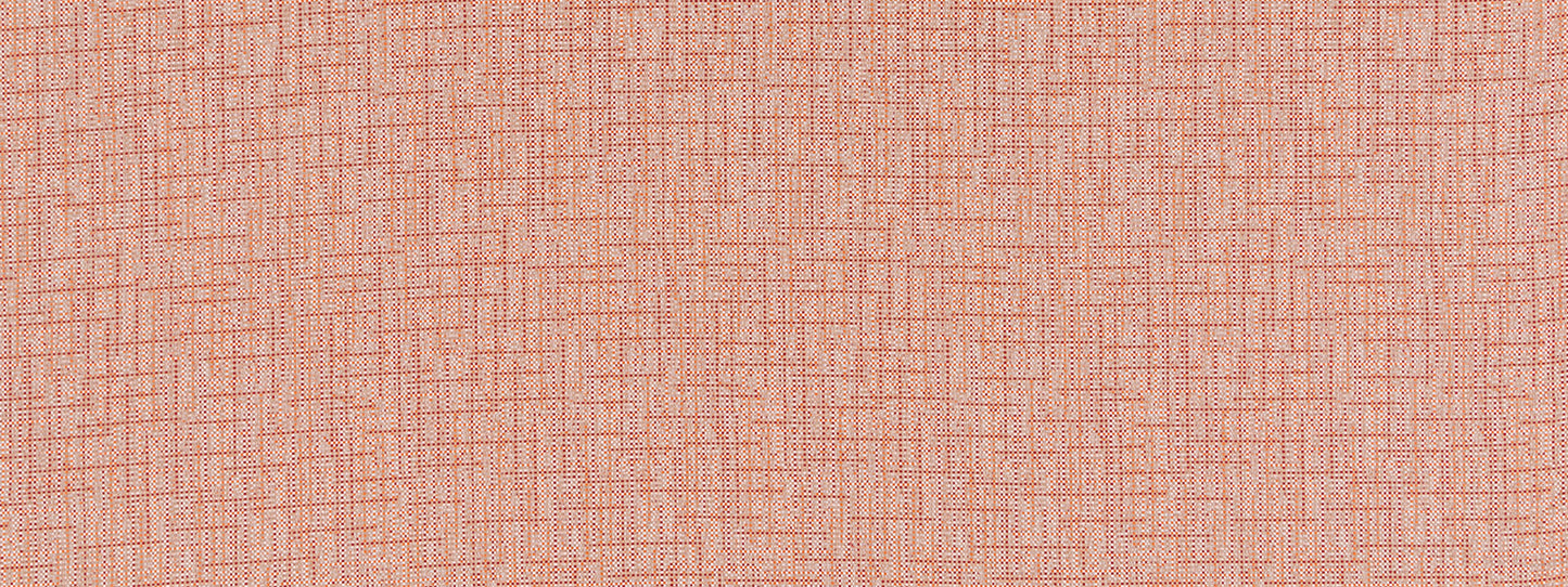 Peach-textured fabric with a crosshatched linen weave in warm coral-pink; close-up fabric swatch.