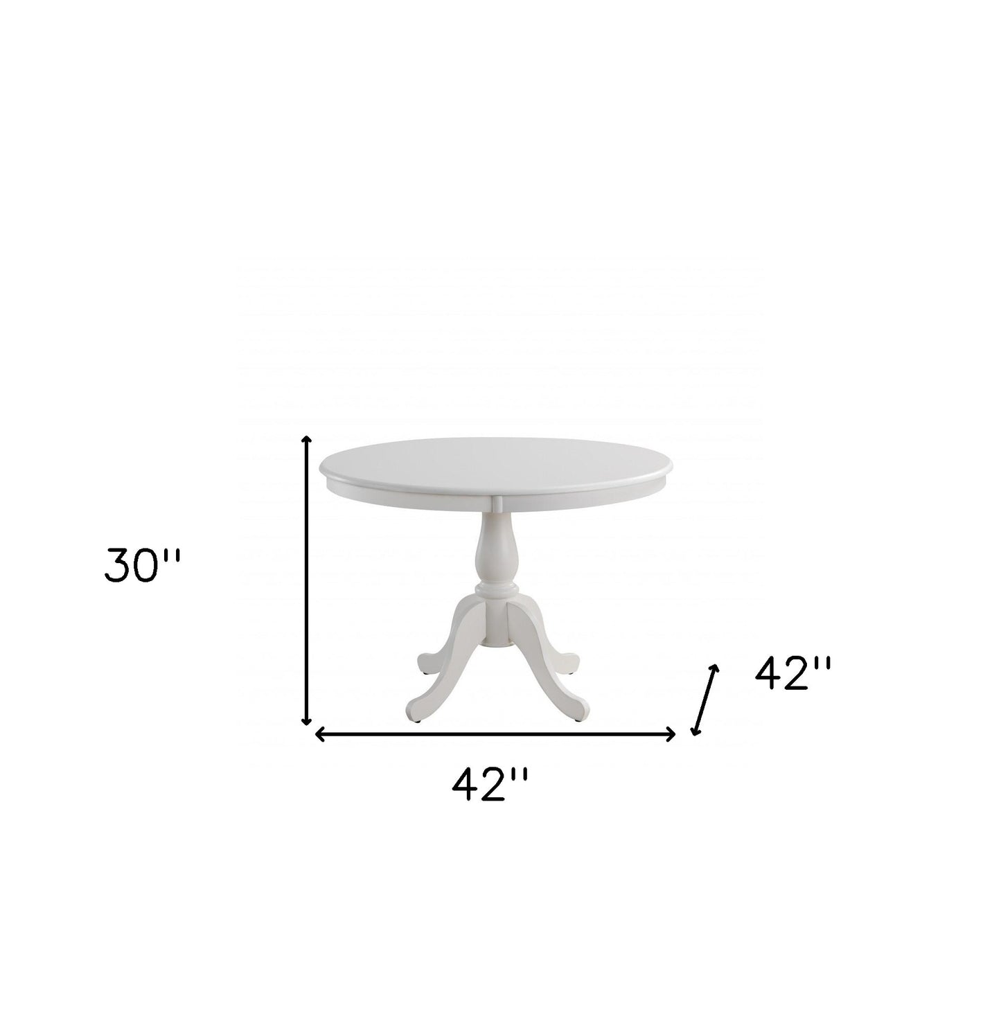 42" White Rounded Solid Manufactured Wood And Solid Wood Pedestal Base Dining Table