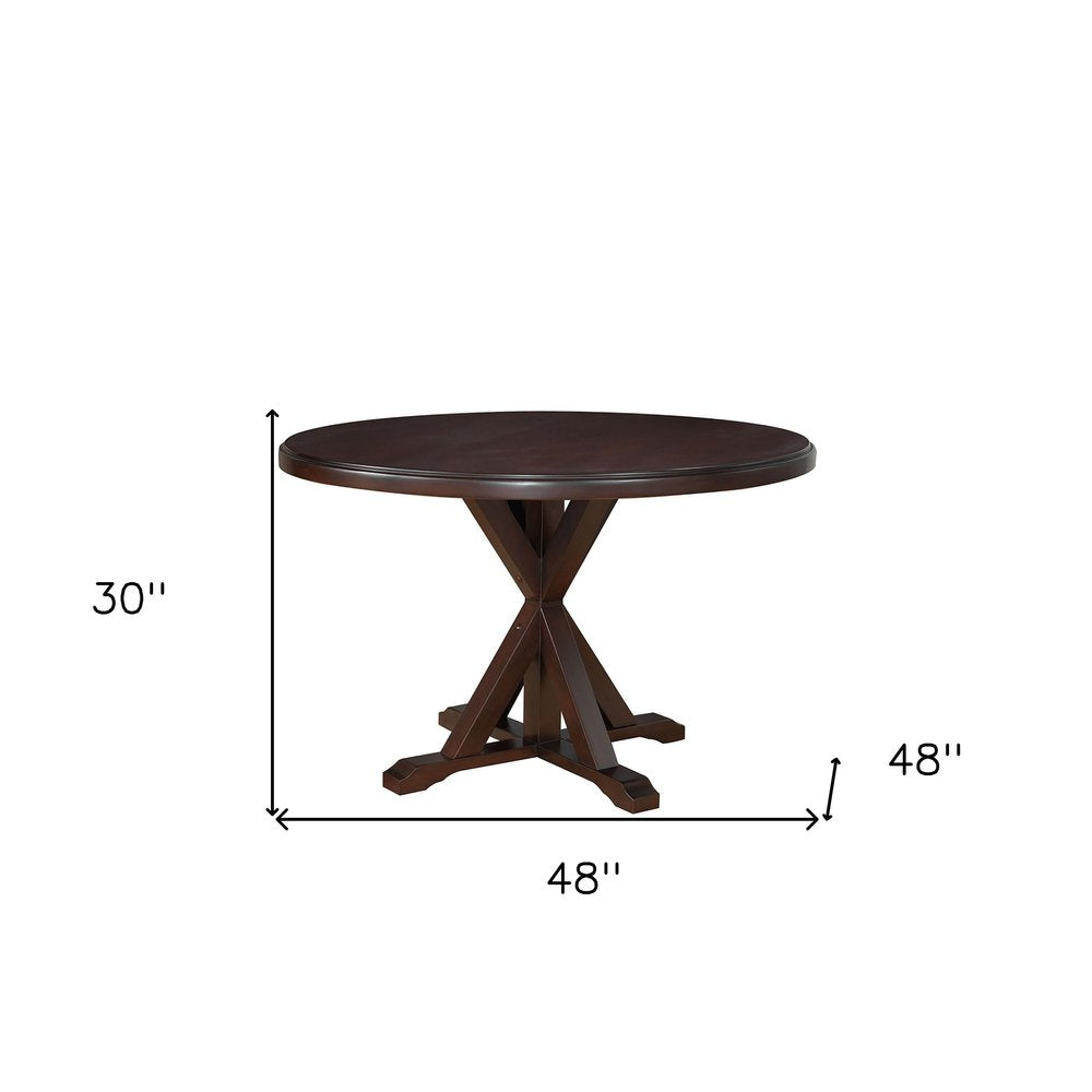 48" Espresso Rounded Solid Manufactured Wood Pedestal Base Dining Table