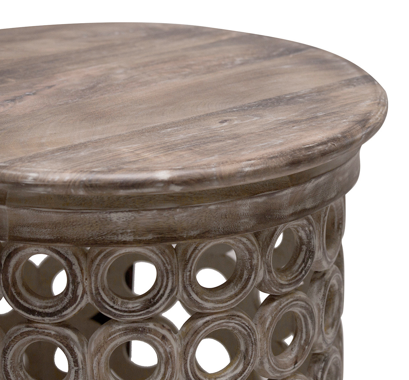 24" Brown Solid Wood Round End Table