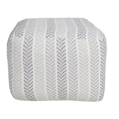 18" Gray And White Cotton Chevron Pouf Ottoman