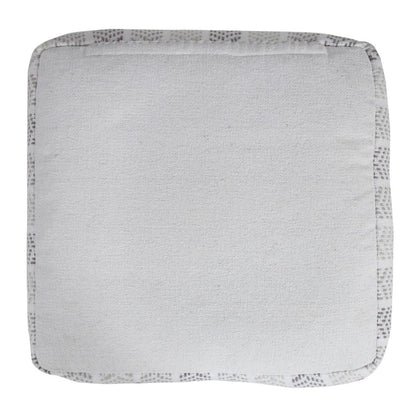 18" Gray And White Cotton Chevron Pouf Ottoman