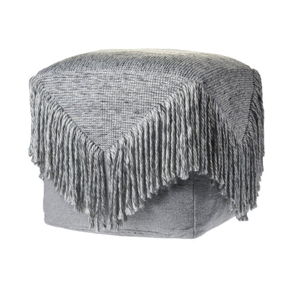 18" Gray Wool Cotton Blend Pouf Ottoman