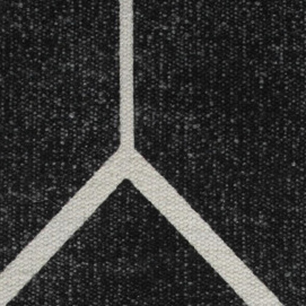 18" Black Cotton Geometric Pouf Ottoman