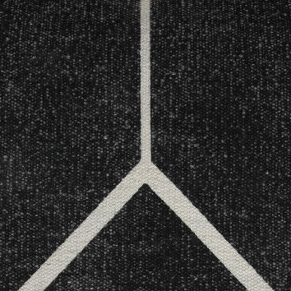 18" Black Cotton Geometric Pouf Ottoman