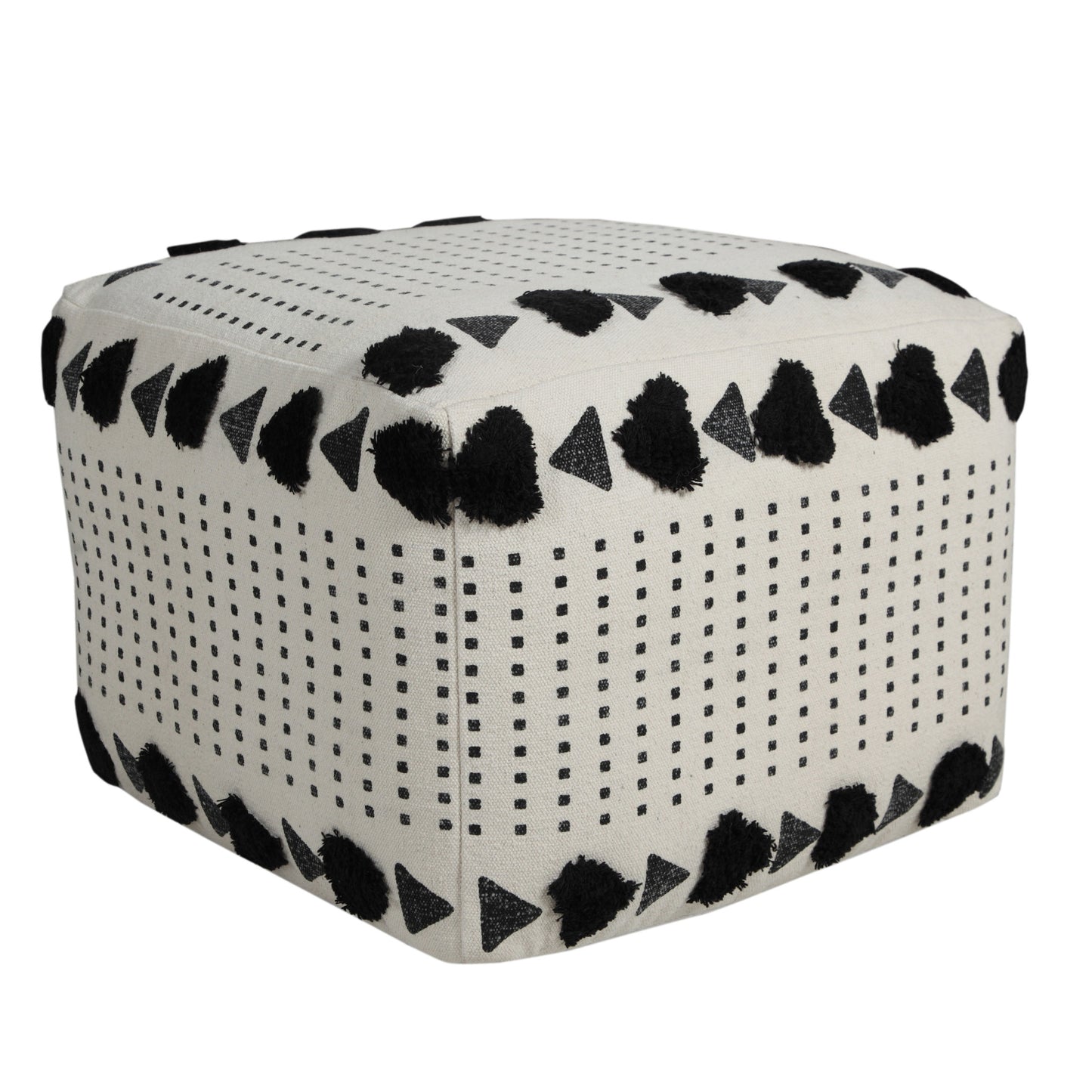 18" White 100% Cotton Ottoman