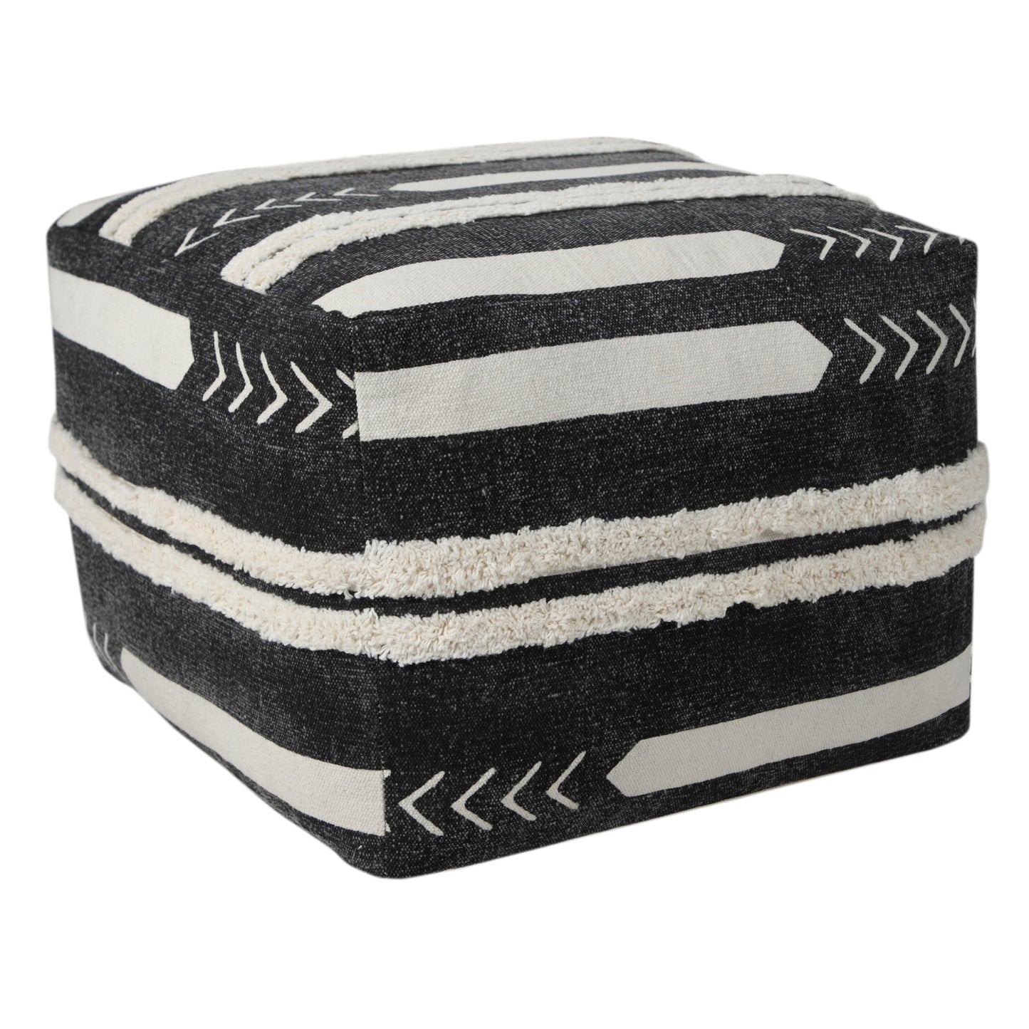 18" Black 100% Cotton Ottoman