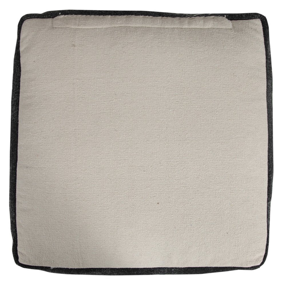 18" Black Cotton Geometric Pouf Ottoman