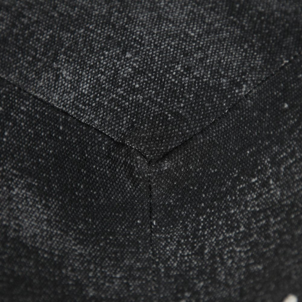 18" Black Cotton Geometric Pouf Ottoman