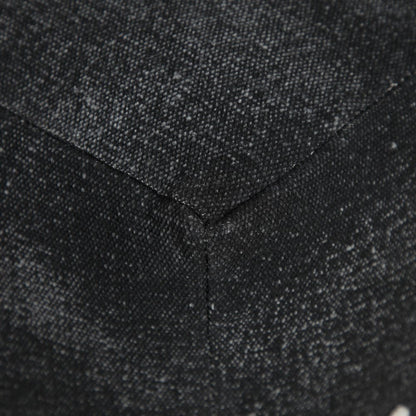 18" Black Cotton Geometric Pouf Ottoman