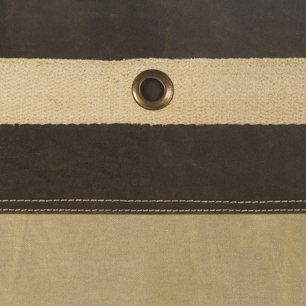 20" Brown Cotton Striped Pouf Ottoman