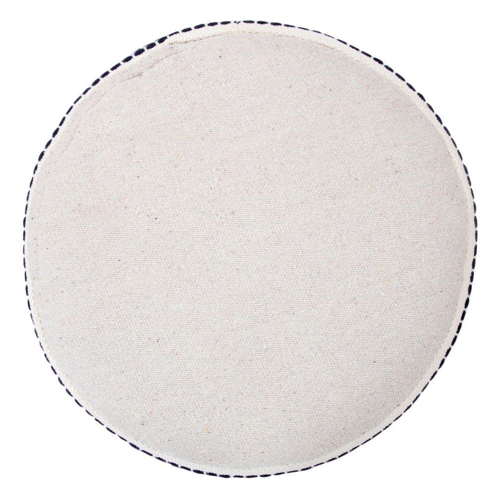 18" Blue Cotton Cylinder Striped Pouf Ottoman