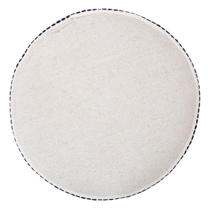 18" Blue Cotton Cylinder Striped Pouf Ottoman