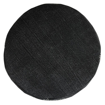 18" Black Cotton Cylinder Medallion Pouf Ottoman