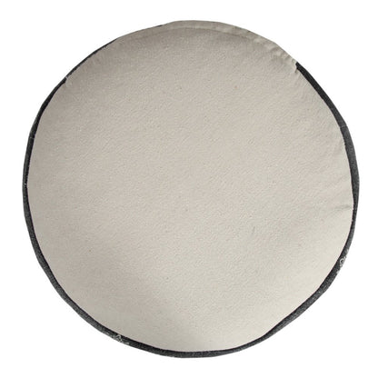 18" Black Cotton Cylinder Medallion Pouf Ottoman